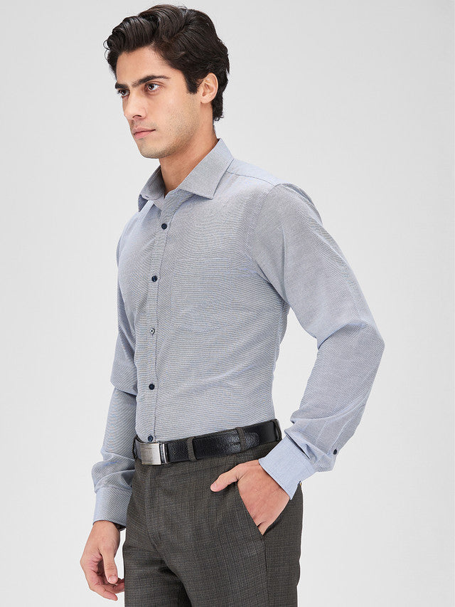 Park Avenue Grey Structure Slim Fit Cotton Blend Formal Shirt