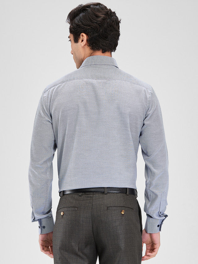 Park Avenue Grey Structure Slim Fit Cotton Blend Formal Shirt