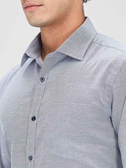 Park Avenue Grey Structure Slim Fit Cotton Blend Formal Shirt