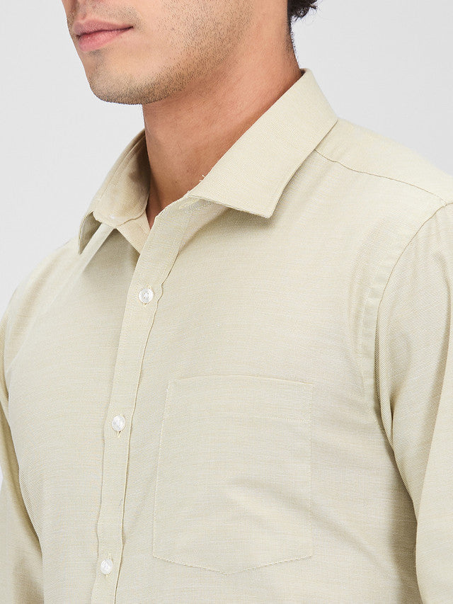 Park Avenue Green Structure Slim Fit Cotton Blend Formal Shirt