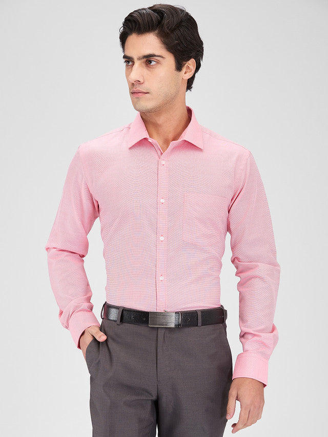 Park Avenue Pink Structure Slim Fit Cotton Blend Formal Shirt