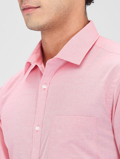 Park Avenue Pink Structure Slim Fit Cotton Blend Formal Shirt