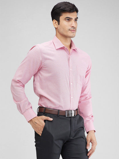 Park Avenue Pink Structure Slim Fit Full Sleeve Cotton Blend Shirt