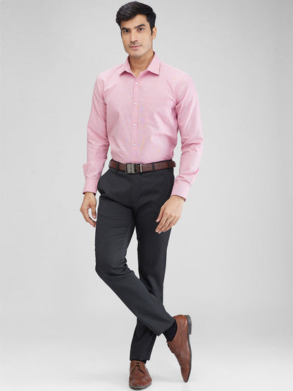 Park Avenue Pink Structure Slim Fit Full Sleeve Cotton Blend Shirt