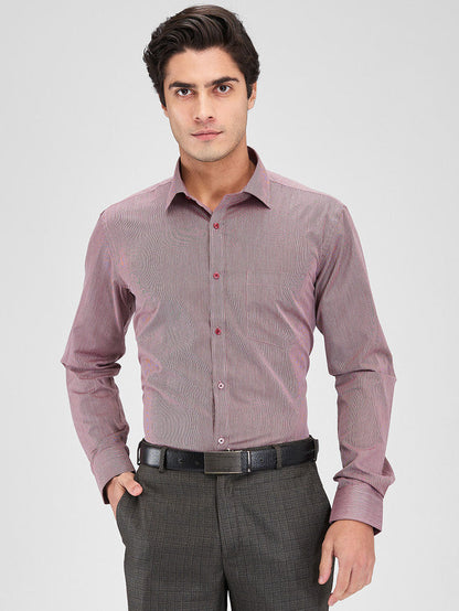Park Avenue Maroon Stripe Slim Fit Cotton Blend Formal Shirt