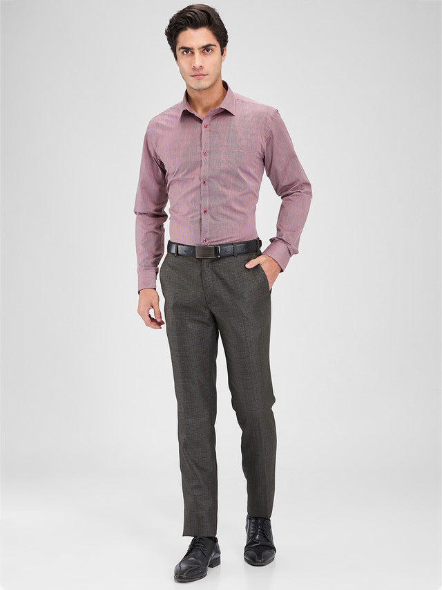 Park Avenue Maroon Stripe Slim Fit Cotton Blend Formal Shirt