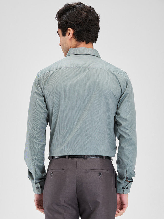 Park Avenue Grey Stripe Slim Fit Cotton Blend Formal Shirt
