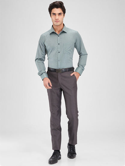 Park Avenue Grey Stripe Slim Fit Cotton Blend Formal Shirt