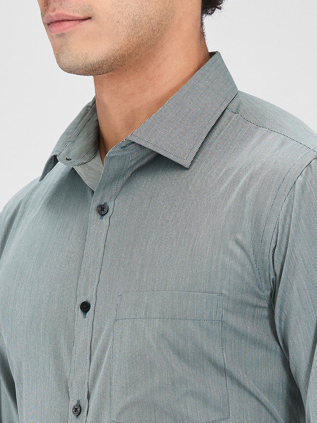 Park Avenue Grey Stripe Slim Fit Cotton Blend Formal Shirt