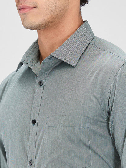 Park Avenue Grey Stripe Slim Fit Cotton Blend Formal Shirt