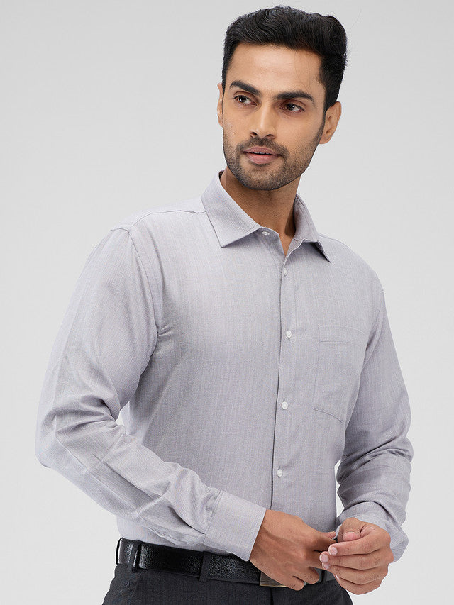 Park Avenue Grey Structure Slim Fit Cotton Blend Formal Shirt