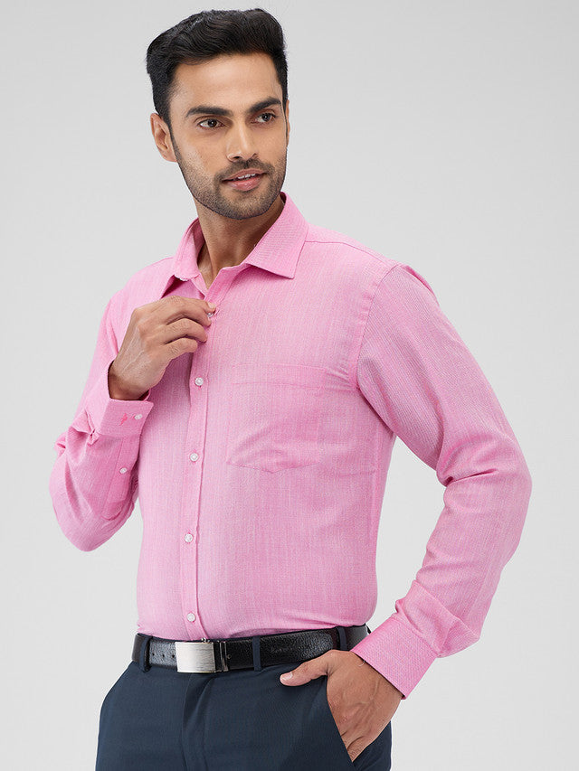 Park Avenue Pink Structure Slim Fit Cotton Blend Formal Shirt