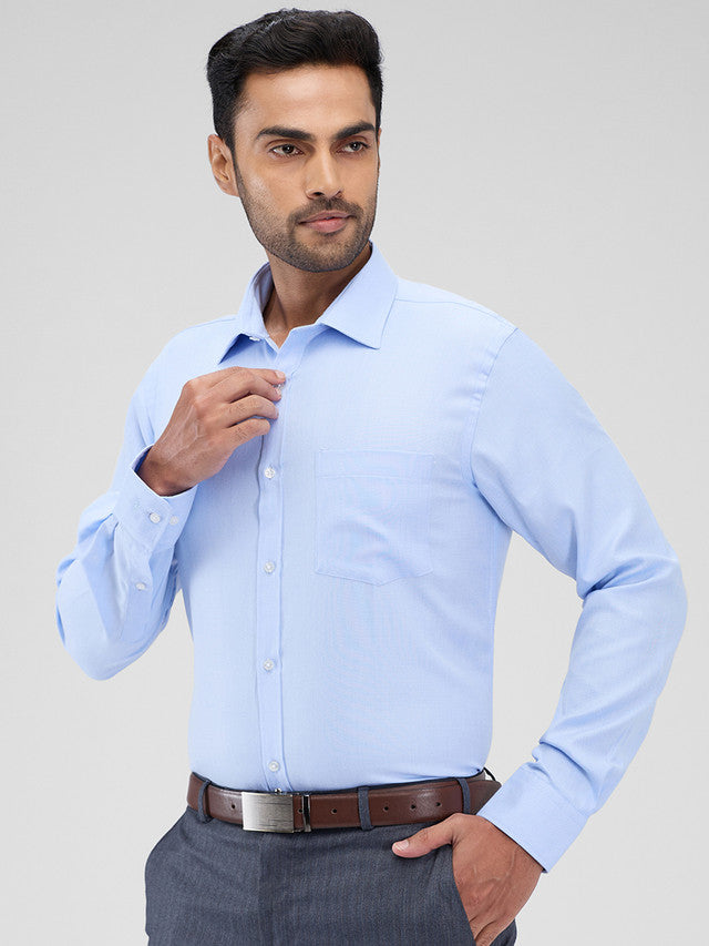 Park Avenue Blue Structure Slim Fit Cotton Blend Formal Shirt
