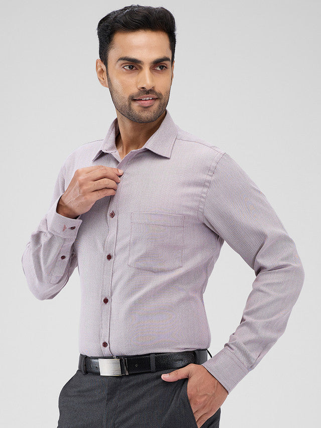 Park Avenue Maroon Structure Slim Fit Cotton Blend Formal Shirt