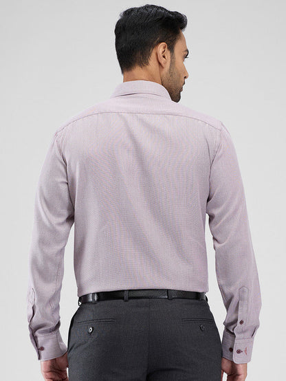 Park Avenue Maroon Structure Slim Fit Cotton Blend Formal Shirt