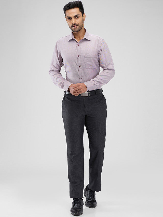 Park Avenue Maroon Structure Slim Fit Cotton Blend Formal Shirt