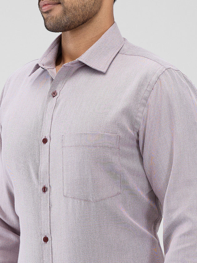 Park Avenue Maroon Structure Slim Fit Cotton Blend Formal Shirt