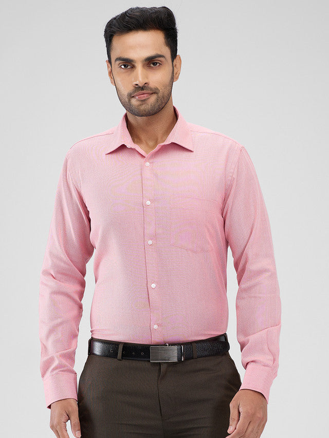 Park Avenue Pink Structure Slim Fit Cotton Blend Formal Shirt