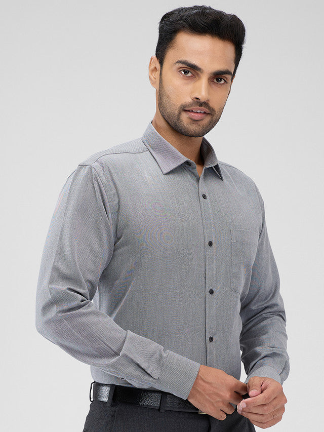 Park Avenue Grey Structure Slim Fit Cotton Blend Formal Shirt