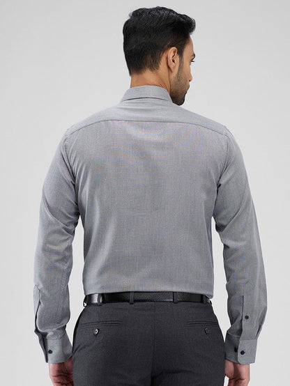 Park Avenue Grey Structure Slim Fit Cotton Blend Formal Shirt