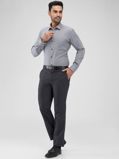 Park Avenue Grey Structure Slim Fit Cotton Blend Formal Shirt