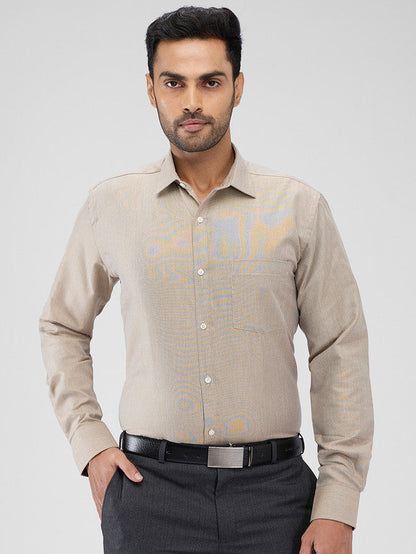 Park Avenue Khaki Structure Slim Fit Cotton Blend Formal Shirt