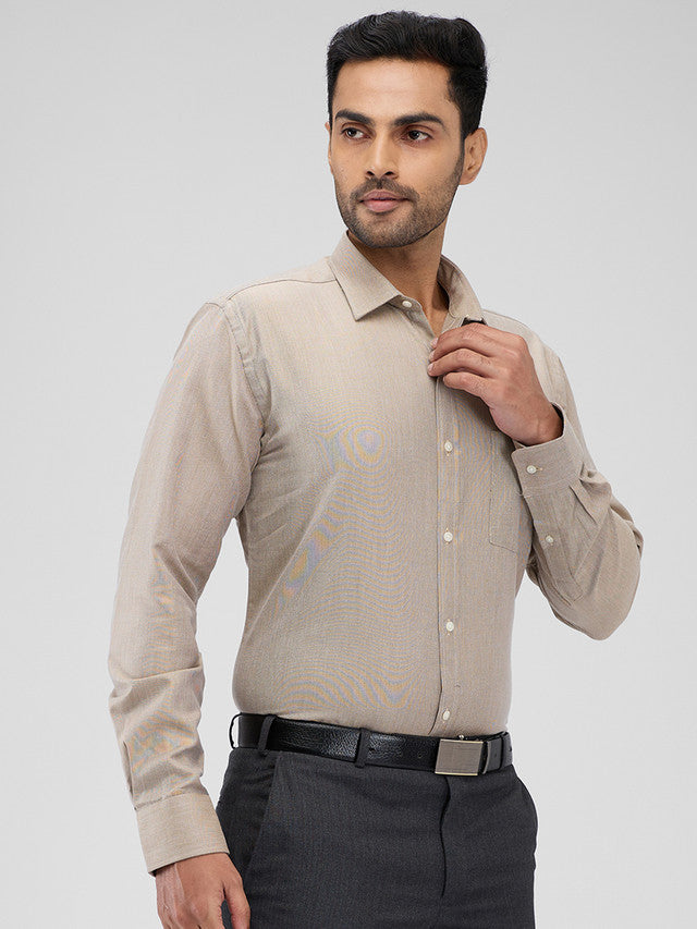 Park Avenue Khaki Structure Slim Fit Cotton Blend Formal Shirt