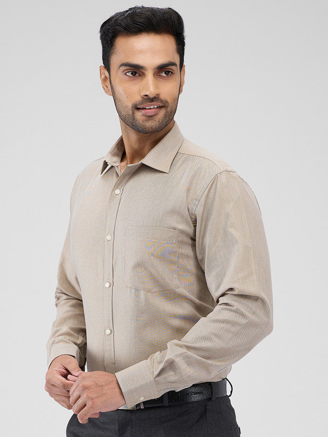 Park Avenue Khaki Structure Slim Fit Cotton Blend Formal Shirt