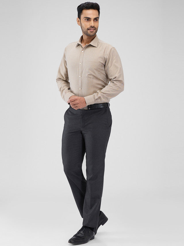 Park Avenue Khaki Structure Slim Fit Cotton Blend Formal Shirt