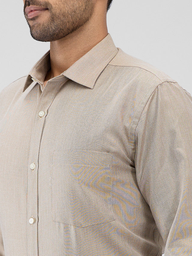 Park Avenue Khaki Structure Slim Fit Cotton Blend Formal Shirt