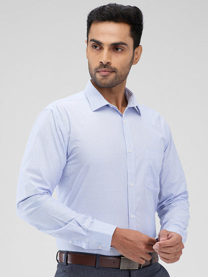 Park Avenue Blue Stripe Slim Fit Cotton Blend Formal Shirt