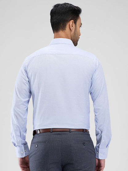 Park Avenue Blue Stripe Slim Fit Cotton Blend Formal Shirt