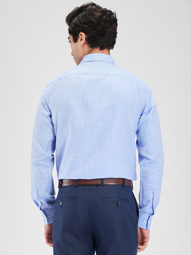 Park Avenue Blue Structure Slim Fit Cotton Blend Formal Shirt