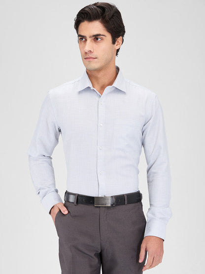 Park Avenue Men Grey Structure Slim Fit Cotton Blend Shirt