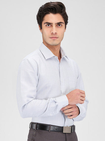 Park Avenue Men Grey Structure Slim Fit Cotton Blend Shirt