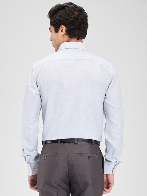 Park Avenue Men Grey Structure Slim Fit Cotton Blend Shirt