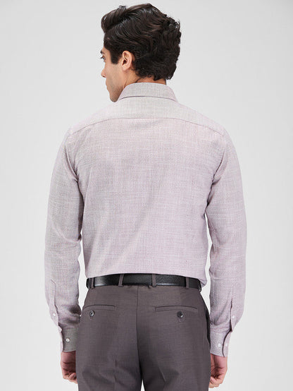 Park Avenue Maroon Structure Slim Fit Cotton Blend Formal Shirt