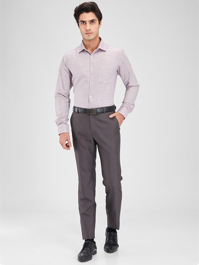 Park Avenue Maroon Structure Slim Fit Cotton Blend Formal Shirt