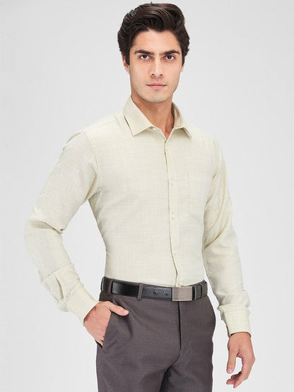 Park Avenue Men Khaki Structure Slim Fit Cotton Blend Shirt