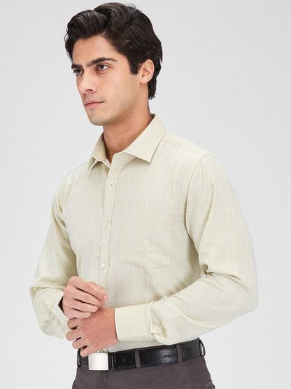 Park Avenue Men Khaki Structure Slim Fit Cotton Blend Shirt