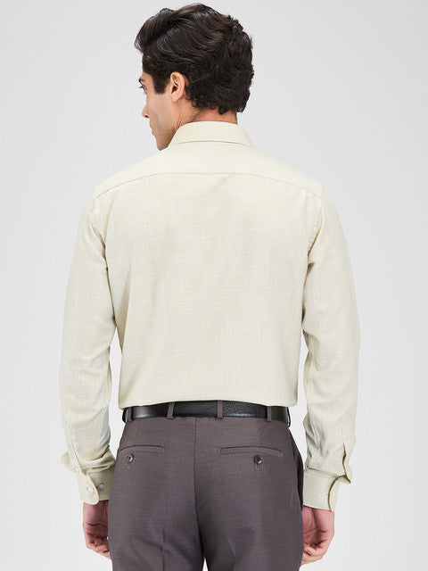 Park Avenue Men Khaki Structure Slim Fit Cotton Blend Shirt