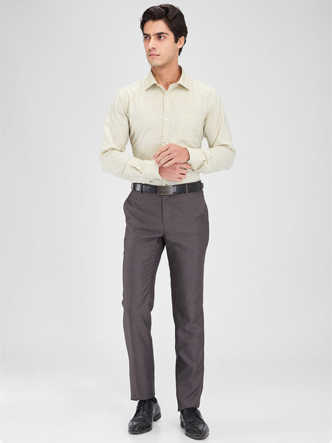 Park Avenue Men Khaki Structure Slim Fit Cotton Blend Shirt