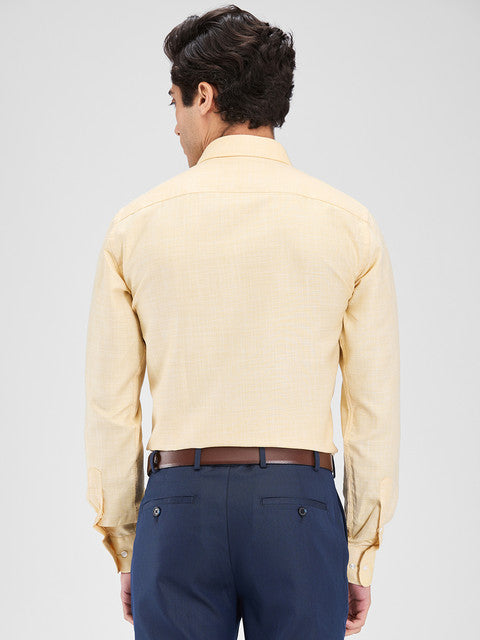 Park Avenue Men Yellow Structure Slim Fit Cotton Blend Shirt