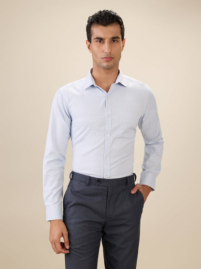 Park Avenue Men Blue Checks Slim Fit Polyester Blend Full Sleeve Formal Shirt