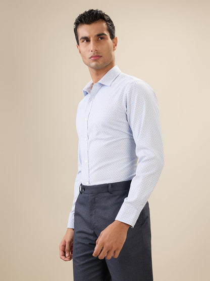 Park Avenue Men Blue Checks Slim Fit Polyester Blend Full Sleeve Formal Shirt