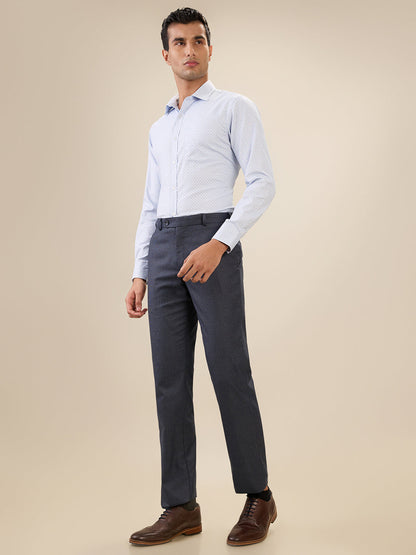 Park Avenue Men Blue Checks Slim Fit Polyester Blend Full Sleeve Formal Shirt