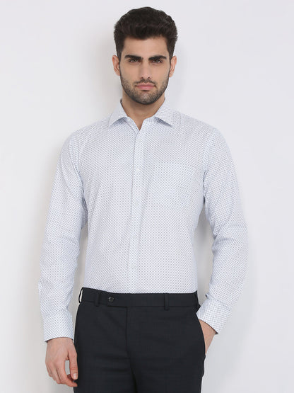 Park Avenue Men Blue Printed Slim Fit Polyester Blend Formal Shirt