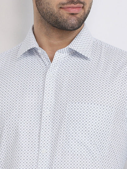 Park Avenue Men Blue Printed Slim Fit Polyester Blend Formal Shirt