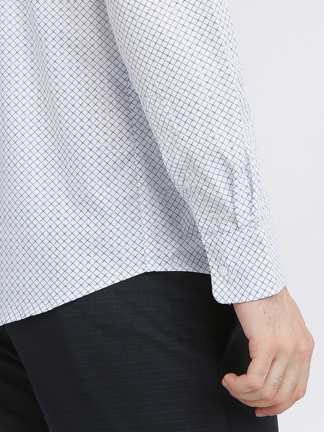 Park Avenue Men Blue Printed Slim Fit Polyester Blend Formal Shirt