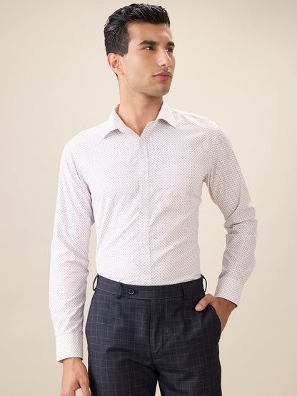 Park Avenue Men Maroon Printed Slim Fit Polyester Blend Full Sleeve Formal Shirt